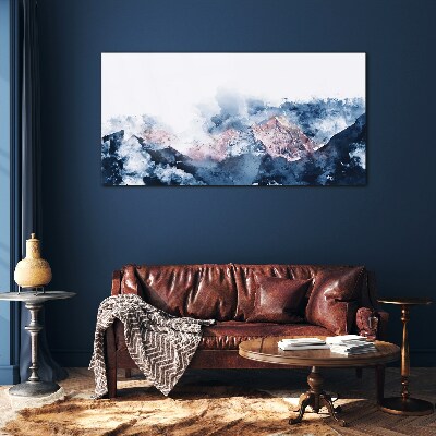Mountain landscape in shades of blue Glass Wall Art