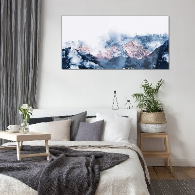 Mountain landscape in shades of blue Glass Wall Art