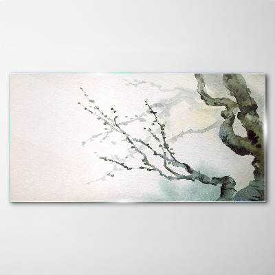 Delicate branches in watercolor Glass Wall Art
