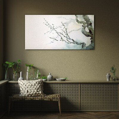Delicate branches in watercolor Glass Wall Art