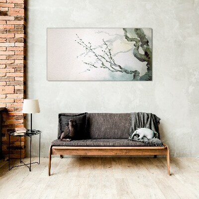 Delicate branches in watercolor Glass Wall Art