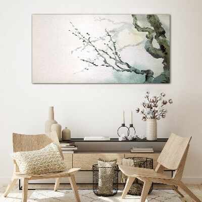 Delicate branches in watercolor Glass Wall Art