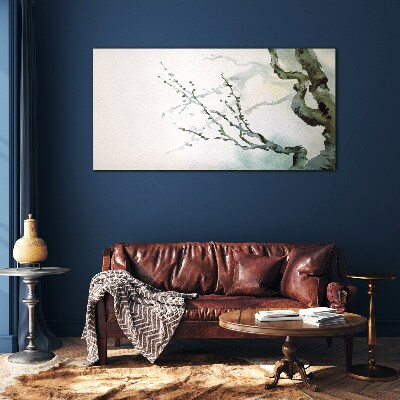 Delicate branches in watercolor Glass Wall Art