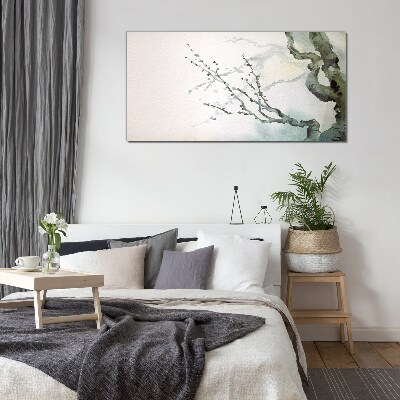 Delicate branches in watercolor Glass Wall Art