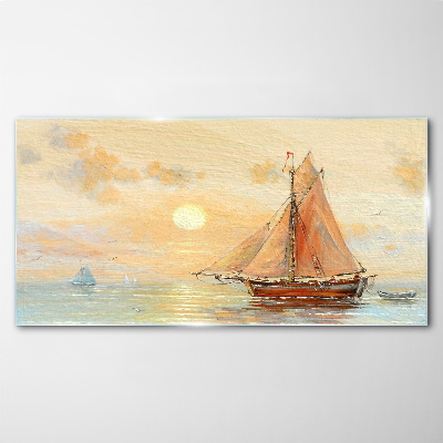 A quiet morning at sea Glass Wall Art