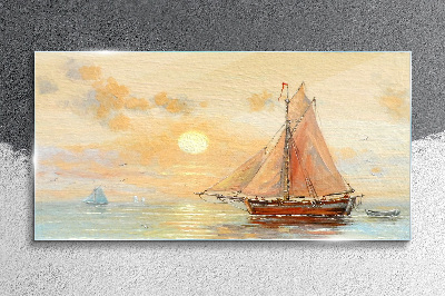 A quiet morning at sea Glass Wall Art