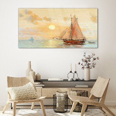 A quiet morning at sea Glass Wall Art