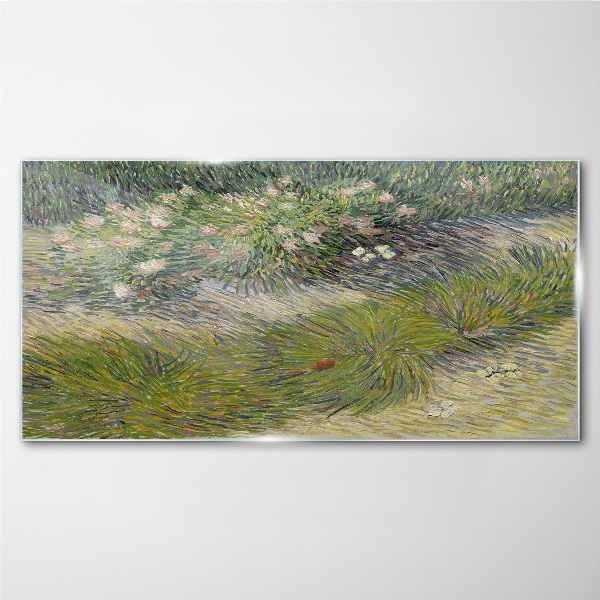 Flowers in the grass Glass Wall Art