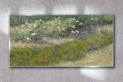 Flowers in the grass Glass Wall Art