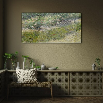 Flowers in the grass Glass Wall Art