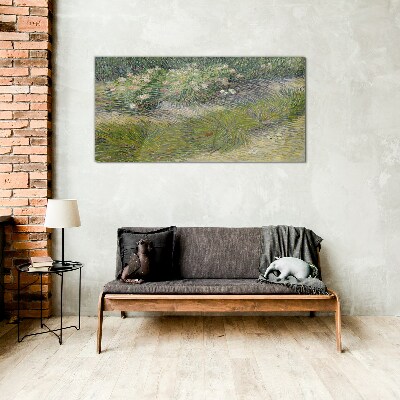 Flowers in the grass Glass Wall Art