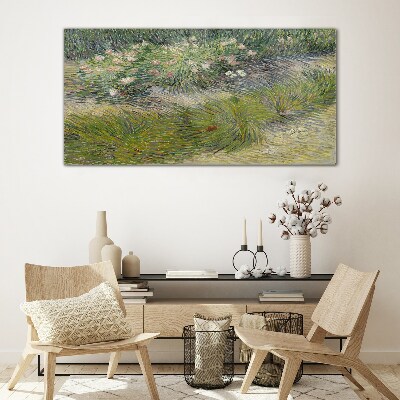 Flowers in the grass Glass Wall Art