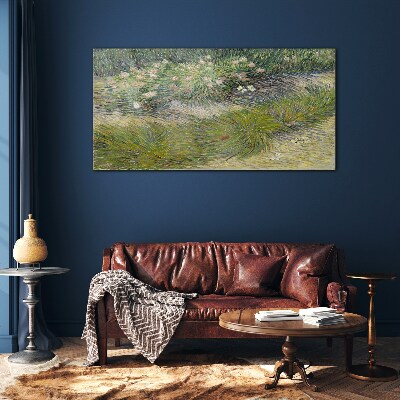 Flowers in the grass Glass Wall Art