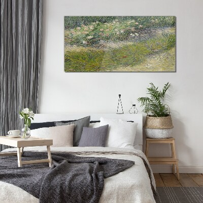 Flowers in the grass Glass Wall Art