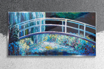 Bridge on the water Glass Wall Art