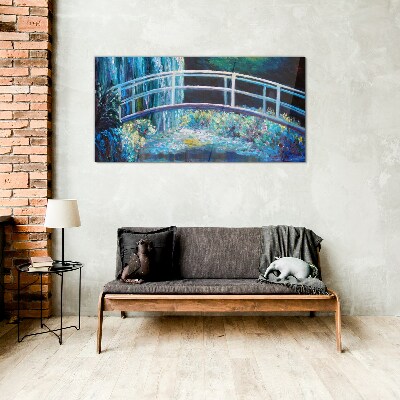 Bridge on the water Glass Wall Art