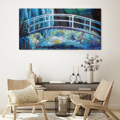 Bridge on the water Glass Wall Art