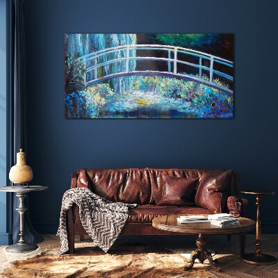 Bridge on the water Glass Wall Art