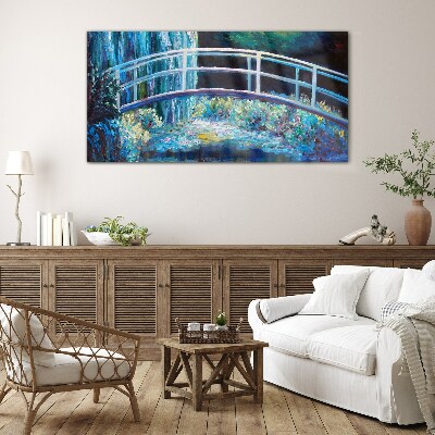 Bridge on the water Glass Wall Art