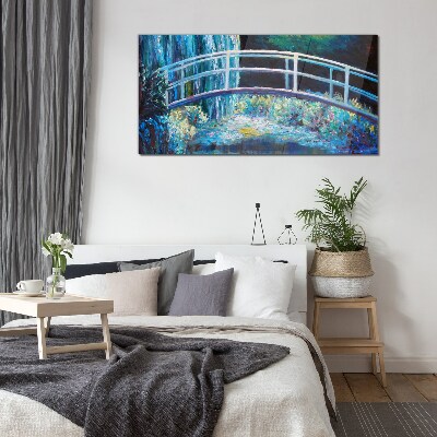 Bridge on the water Glass Wall Art