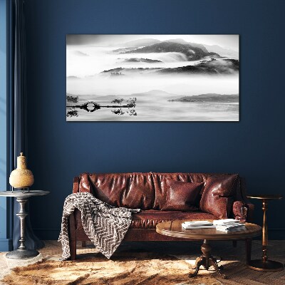 Misty mountain panorama Glass Wall Art