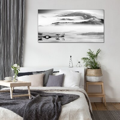 Misty mountain panorama Glass Wall Art