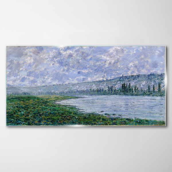 The Seine at Vétheuil Monet Glass Wall Art