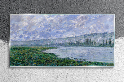 The Seine at Vétheuil Monet Glass Wall Art