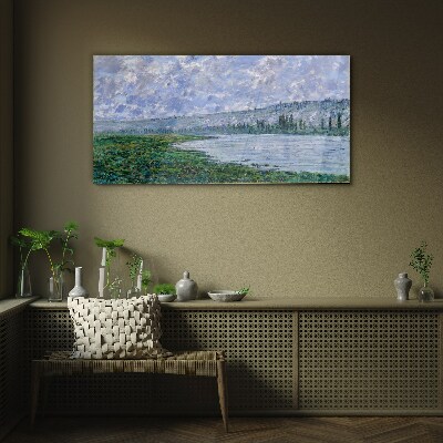 The Seine at Vétheuil Monet Glass Wall Art