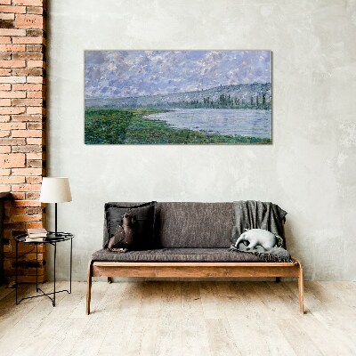 The Seine at Vétheuil Monet Glass Wall Art