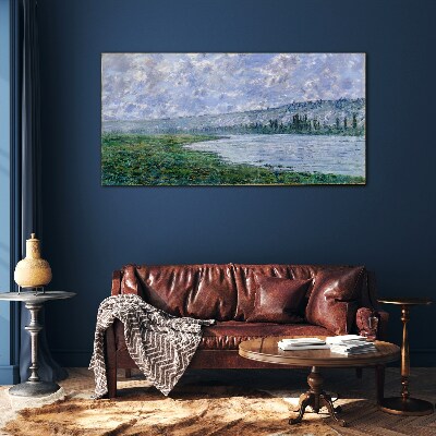 The Seine at Vétheuil Monet Glass Wall Art