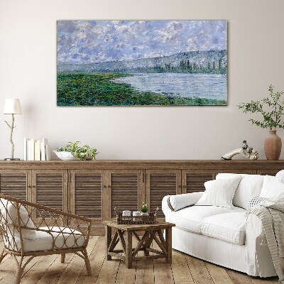 The Seine at Vétheuil Monet Glass Wall Art