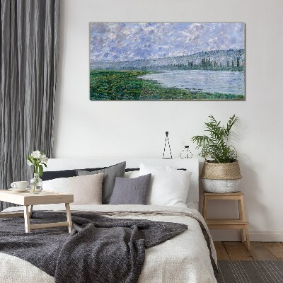 The Seine at Vétheuil Monet Glass Wall Art