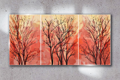 Autumn trees in pastel colors Glass Wall Art