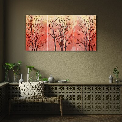 Autumn trees in pastel colors Glass Wall Art