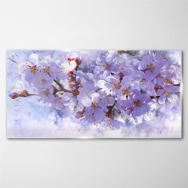Floral delight in shades of purple Glass Wall Art