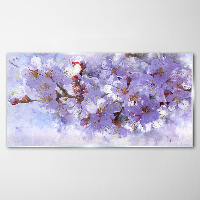 Floral delight in shades of purple Glass Wall Art
