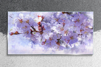 Floral delight in shades of purple Glass Wall Art