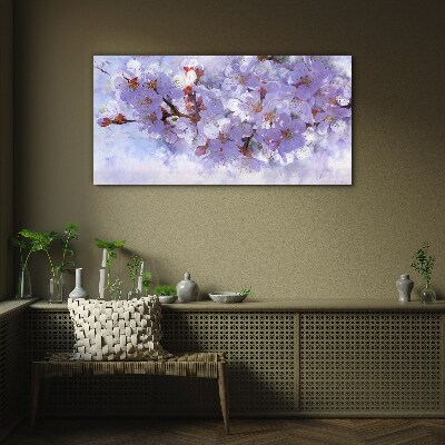 Floral delight in shades of purple Glass Wall Art