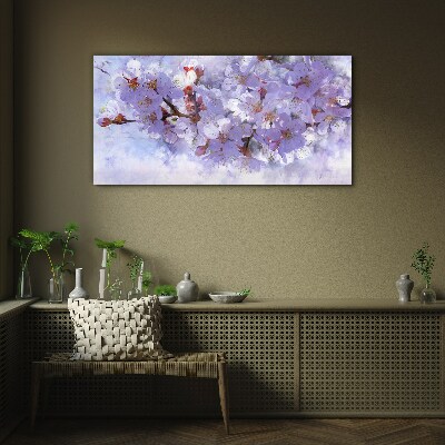 Painting flowers branch Glass Wall Art