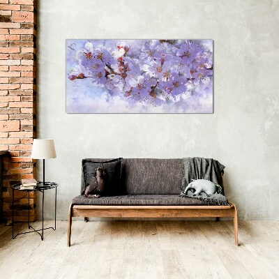 Floral delight in shades of purple Glass Wall Art