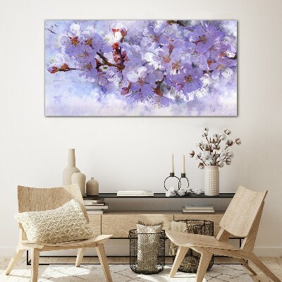 Floral delight in shades of purple Glass Wall Art