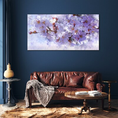 Floral delight in shades of purple Glass Wall Art