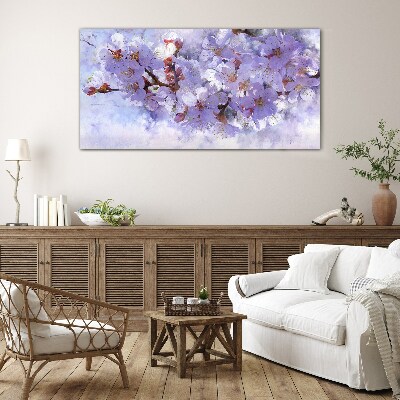 Floral delight in shades of purple Glass Wall Art
