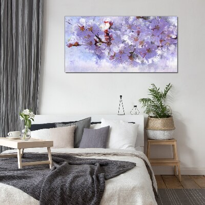 Floral delight in shades of purple Glass Wall Art