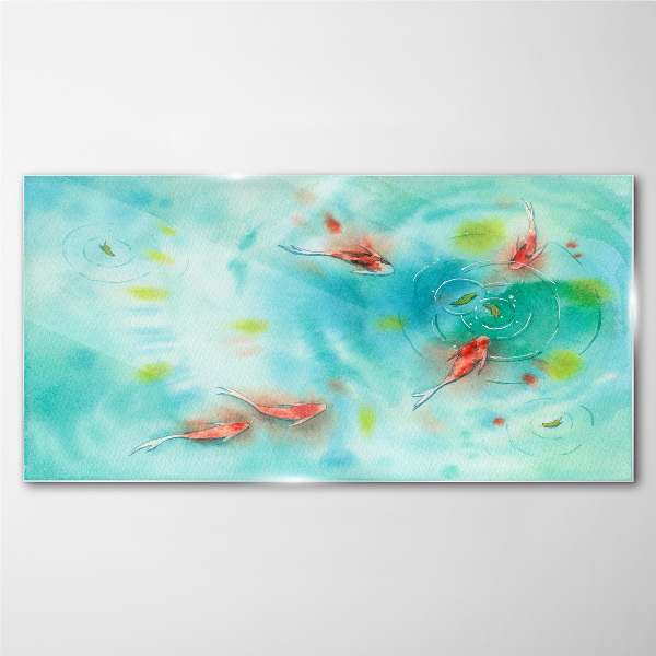 Calm water with fish Glass Wall Art