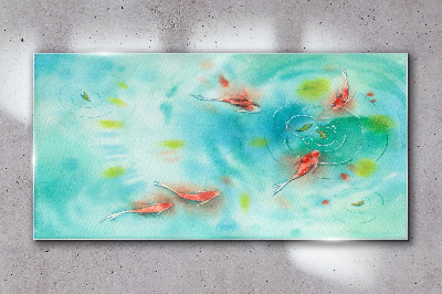 Calm water with fish Glass Wall Art