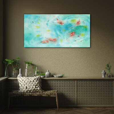 Calm water with fish Glass Wall Art