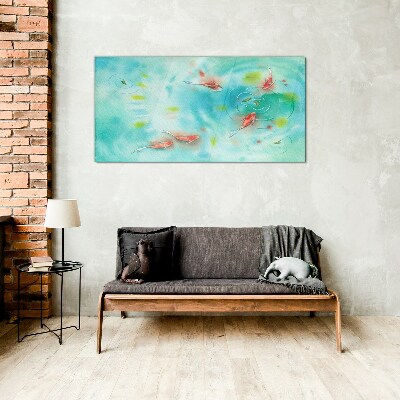 Calm water with fish Glass Wall Art