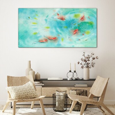 Calm water with fish Glass Wall Art
